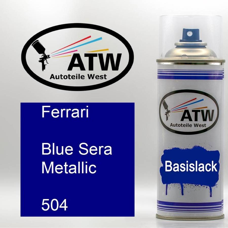 Ferrari, Blue Sera Metallic, 504: 400ml Sprühdose, von ATW Autoteile West.